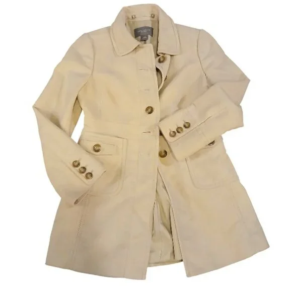 ANN TAYLOR Golden Tan/Cream Single-Breast Peacoat XSP - EUC - Picture 1 of 14